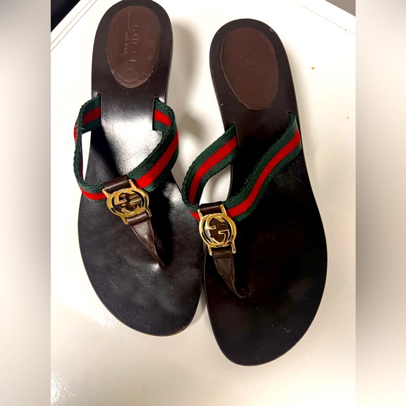 Gucci web thong heel slippers - Picture 1 of 7